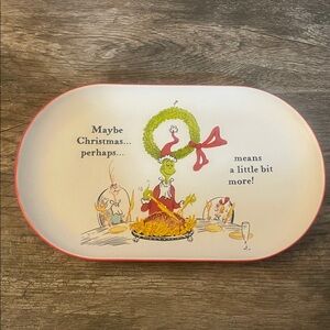 Christmas Oval Serving Platter with Grinch Design